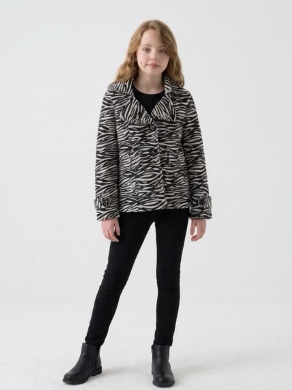Copper Key Zebra Print Pea Coat EUC